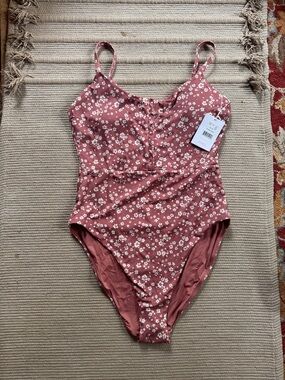 Andie swim snap one piece suit ditsy floral dusty rose pink women’s XL NWT NEW